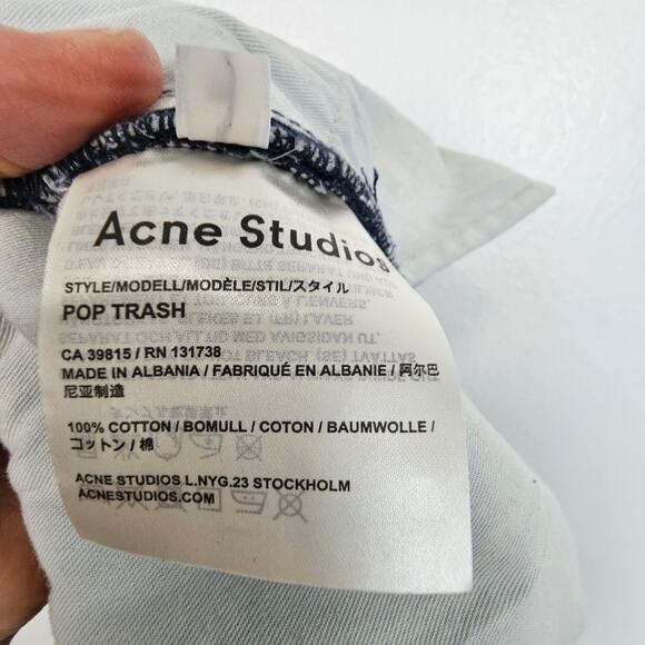 Acne Studios Womens Pop Trash Distressed Straight Cropped Jeans Sz 38 US 29/30 - Picture 11 of 11